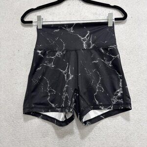 Buffbunny Collection Shorts Womens Medium Black Marble High Waist Biker Gym